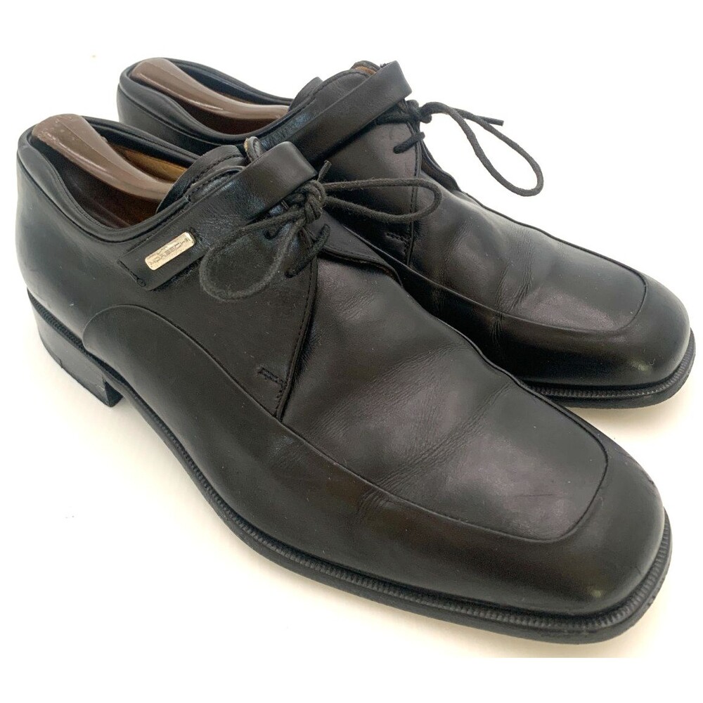 Moreschi Made in Italy Mens Black Leather Lace Up Hook Loop Shoe Sz 8.5 Derby